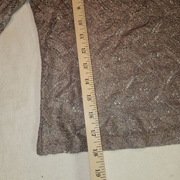 Forever 21 S Cropped Long Sleeve Lace Blouse Metallic Silver Goth Grunge Sheer - Picture 7 of 8